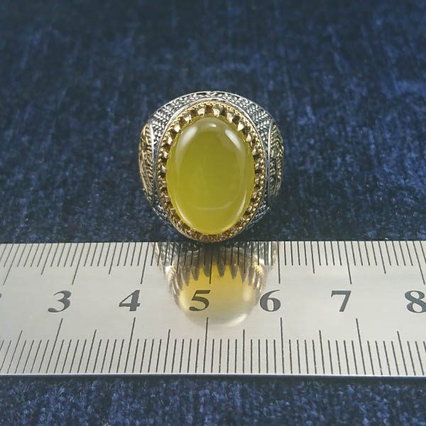 انگشتر نقره مردانه طرح آمدم ای شاه با سنگ شرف الشمس + حکاکی - Image 3