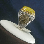 انگشتر نقره مردانه طرح آمدم ای شاه با سنگ شرف الشمس + حکاکی - Image 5