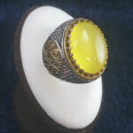 انگشتر نقره مردانه طرح آمدم ای شاه با سنگ شرف الشمس + حکاکی