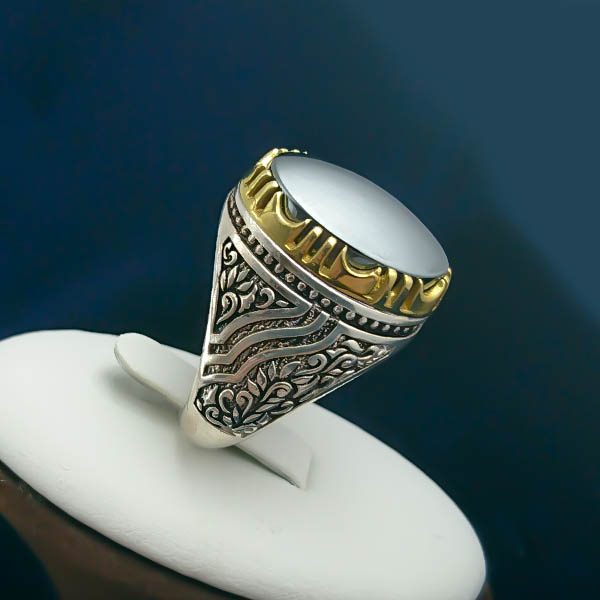 انگشتر حدید صینی نقره مردانه طرح فرزام + حکاکی - Image 3