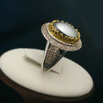 انگشتر نقره مردانه طرح ماکان با سنگ حدید صینی+حکاکی - Image 3