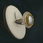 انگشتر نقره مردانه طرح ماکان با سنگ حدید صینی+حکاکی