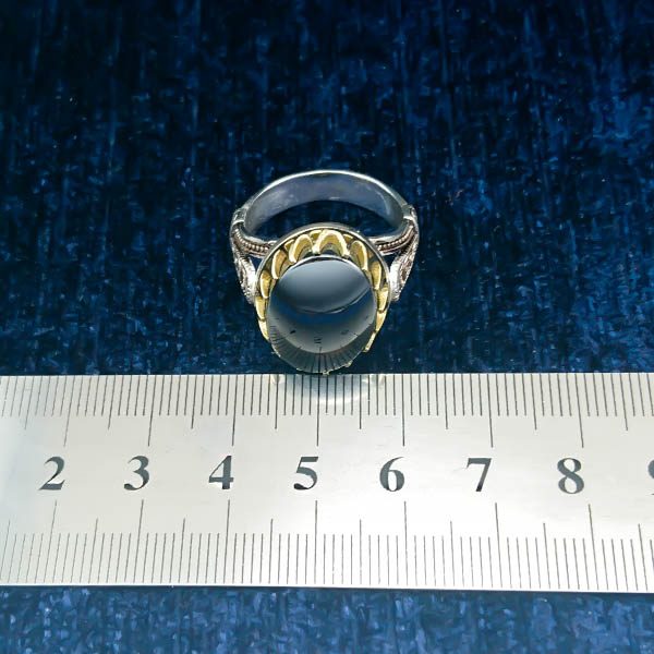 انگشتر نقره مردانه طرح فرزین با سنگ حدید صینی+حکاکی - Image 6