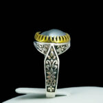 انگشتر نقره مردانه طرح فرشاد با سنگ حدید صینی + حکاکی - Image 2