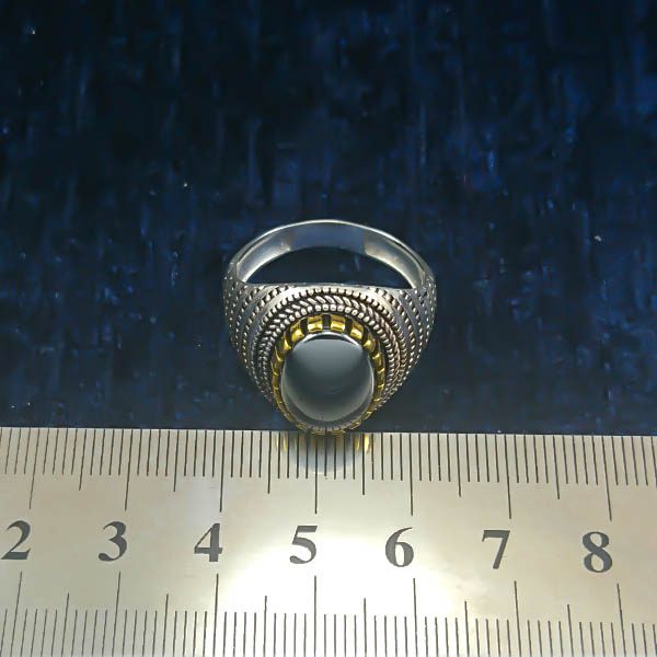 انگشتر نقره مردانه طرح سیروس با سنگ حدید صینی+حکاکی - Image 2