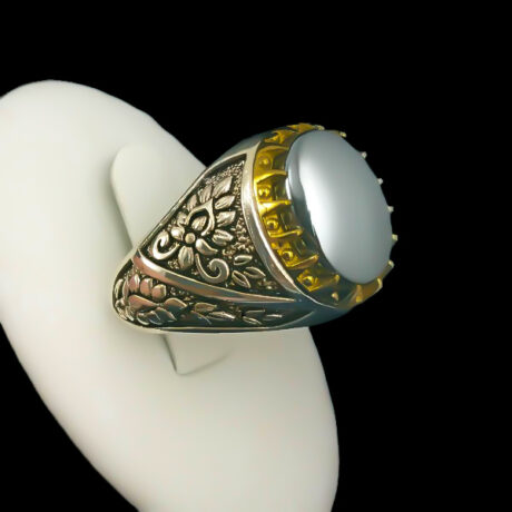 انگشتر نقره مردانه طرح منوچهر با سنگ حدید صینی+حکاکی