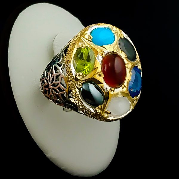 ۱۰-۱-۰۰۱ several-stones-ring (2) انگشتر چند سنگ مردانه نقره