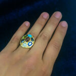 انگشتر نقره مردانه فاخر طرح کسری با چند سنگ معدنی اصل - Image 4