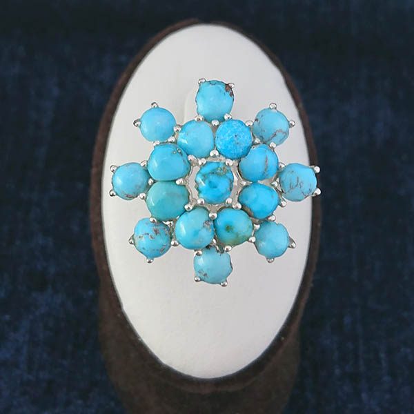 انگشتر نقره زنانه طرح فاخر محیا با نگین فیروزه نیشابوری - Image 2