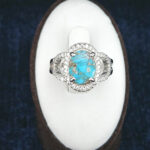 انگشتر نقره زنانه طرح لیدا با نگین فیروزه نیشابوری - Image 2