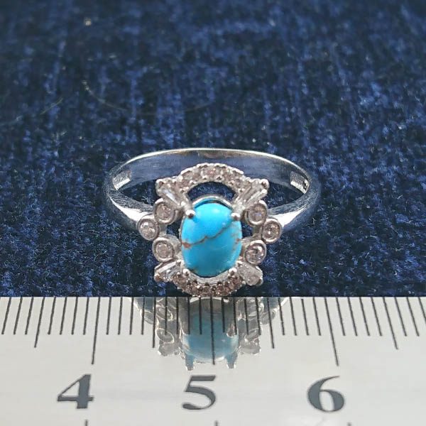 انگشتر نقره زنانه طرح شیلا با نگین فیروزه نیشابوری - Image 2