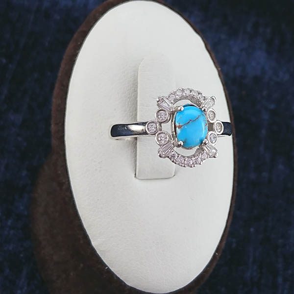 ۲-۱-۰۱۹ turquoise-ring (3) انگشتر فیروزه زنانه نقره ساده