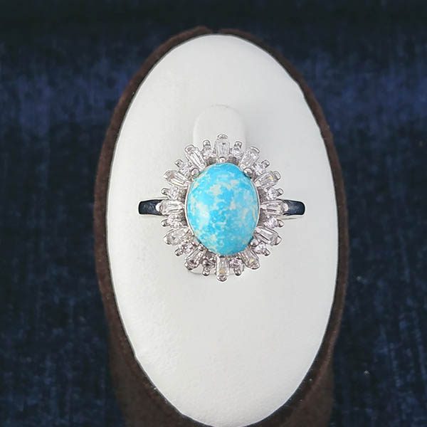 انگشتر نقره زنانه طرح بهشت با نگین فیروزه نیشابوری - Image 3