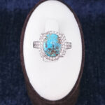 انگشتر نقره زنانه طرح پری با نگین فیروزه نیشابوری - Image 2