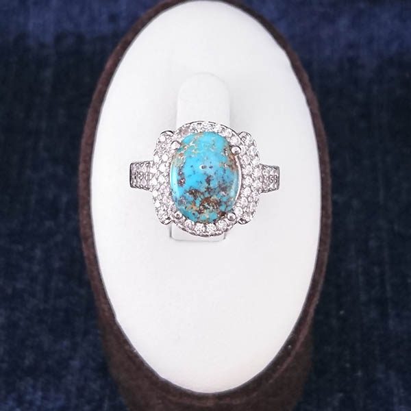 انگشتر نقره زنانه طرح پری با نگین فیروزه نیشابوری - Image 2