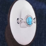 انگشتر نقره زنانه طرح نسرین با نگین فیروزه نیشابوری