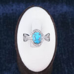 انگشتر نقره زنانه طرح نسرین با نگین فیروزه نیشابوری - Image 3