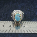 انگشتر نقره مردانه طرح دورطلایی کامران با سنگ فیروزه نیشابوری - Image 2