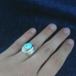 انگشتر نقره مردانه طرح دورطلایی کامران با سنگ فیروزه نیشابوری - Image 3