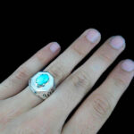 انگشتر نقره مردانه طرح شایان با سنگ فیروزه نیشابوری - Image 4