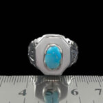 انگشتر نقره مردانه طرح شایان با سنگ فیروزه نیشابوری - Image 2