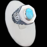 انگشتر نقره مردانه طرح شایان با سنگ فیروزه نیشابوری