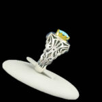 انگشتر نقره دست ساز مردانه طرح دورطلایی بهداد با سنگ فیروزه نیشابوری - Image 2