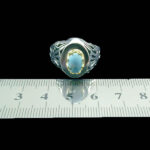 انگشتر نقره دست ساز مردانه طرح دورطلایی بهداد با سنگ فیروزه نیشابوری - Image 4