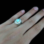 انگشتر نقره دست ساز مردانه طرح دورطلایی بهداد با سنگ فیروزه نیشابوری - Image 3