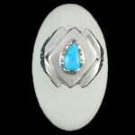 انگشتر نقره دست ساز مردانه طرح اشکی ساسانی با سنگ فیروزه نیشابوری - Image 2