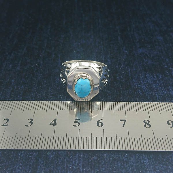 انگشتر نقره دست ساز مردانه طرح نیما با سنگ فیروزه نیشابوری - Image 4