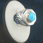 انگشتر نقره دست ساز مردانه طرح نیما با سنگ فیروزه نیشابوری