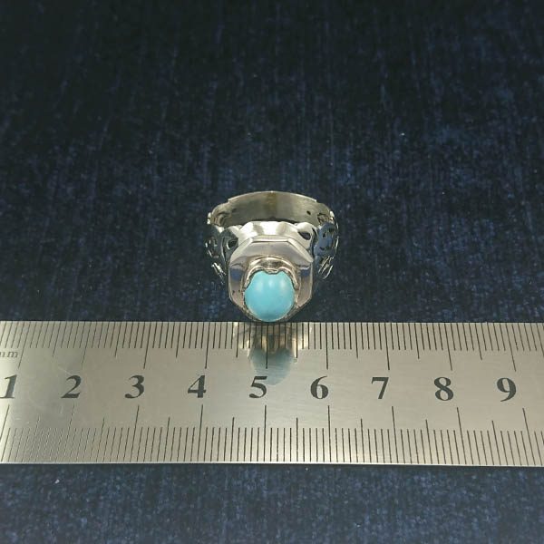 انگشتر نقره دست ساز مردانه طرح ایلیا با سنگ فیروزه نیشابوری - Image 4