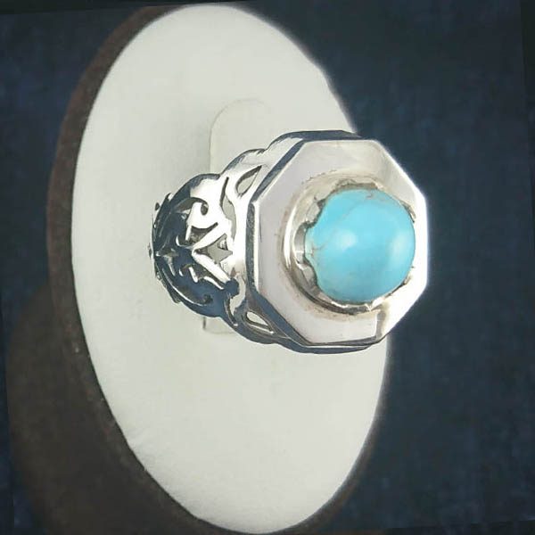۲-۱-۰۴۹ turquoise-ring (6) انگشتر فیروزه مردانه نقره دست ساز