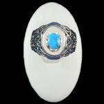 انگشتر نقره دست ساز مردانه طرح پاکزاد با سنگ فیروزه نیشابوری - Image 2