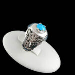 انگشتر نقره دست ساز مردانه طرح پاکزاد با سنگ فیروزه نیشابوری - Image 4