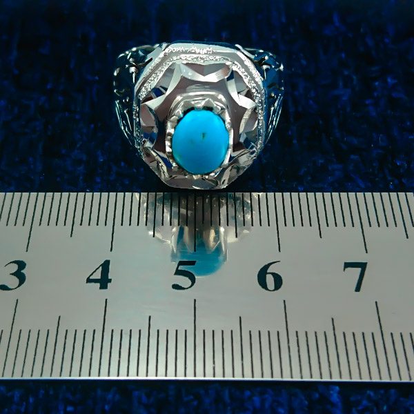 انگشتر نقره دست ساز مردانه طرح عرفان با سنگ فیروزه نیشابوری - Image 2