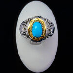 انگشتر نقره دست ساز مردانه طرح بنیامین با سنگ فیروزه نیشابوری - Image 5