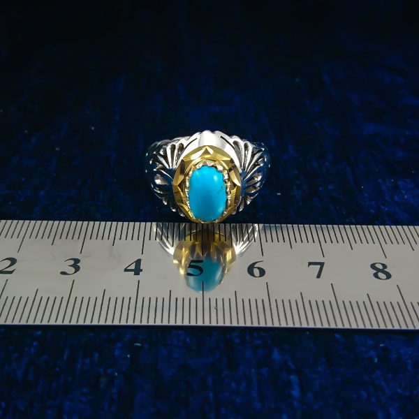 انگشتر نقره دست ساز مردانه طرح بنیامین با سنگ فیروزه نیشابوری - Image 2