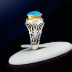 انگشتر نقره دست ساز مردانه طرح سامیار با سنگ فیروزه نیشابوری - Image 3