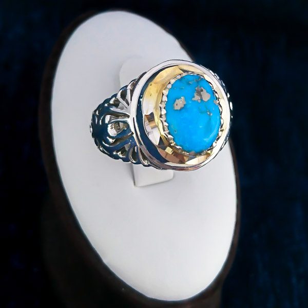 ۲-۱-۰۵۳-turquoise-ring (2) انگشتر فیروزه مردانه نقره دست ساز