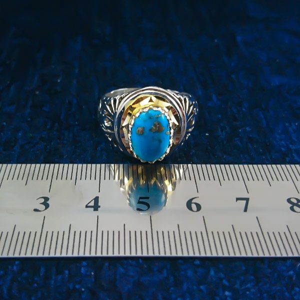 انگشتر نقره دست ساز مردانه طرح سامیار با سنگ فیروزه نیشابوری - Image 4