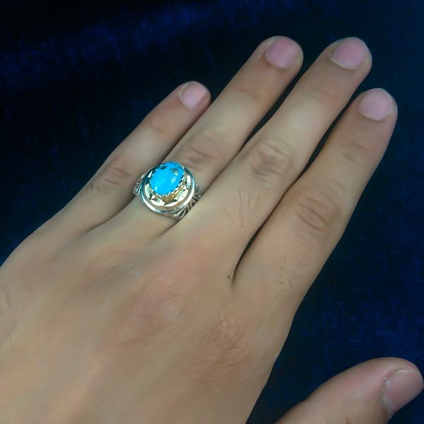 انگشتر نقره دست ساز مردانه طرح سامیار با سنگ فیروزه نیشابوری - Image 2