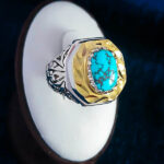 انگشتر نقره دست ساز مردانه طرح آراد با سنگ فیروزه نیشابوری