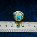 انگشتر نقره دست ساز مردانه طرح آراد با سنگ فیروزه نیشابوری - Image 2