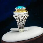 انگشتر نقره دست ساز مردانه طرح آراد با سنگ فیروزه نیشابوری - Image 3