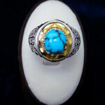 انگشتر نقره دست ساز مردانه طرح رادین با سنگ فیروزه نیشابوری - Image 3