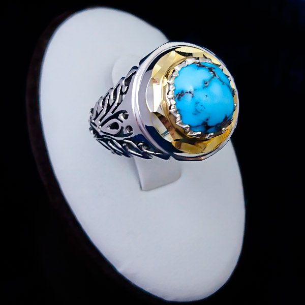 ۲-۱-۰۵۵-turquoise-ring (4) انگشتر فیروزه مردانه نقره دست ساز فاخر