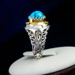 انگشتر نقره دست ساز مردانه طرح رادین با سنگ فیروزه نیشابوری - Image 4