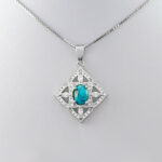 گردنبند نقره زنانه طرح آزاده ۱ با سنگ فیروزه نیشابوری